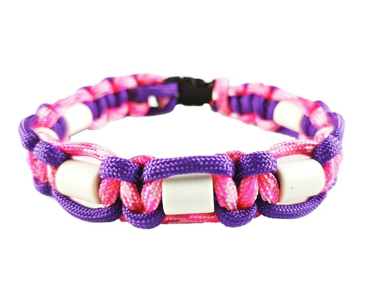 Halsband mit EM-Keramik-Pipes, pink/lila