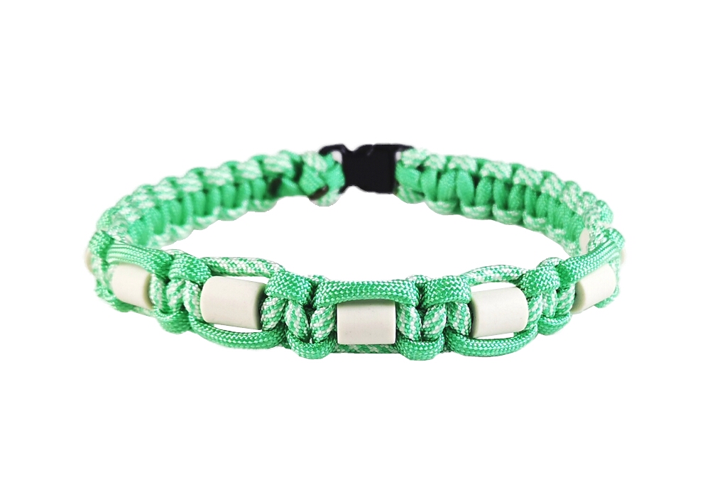 Halsband mit EM-Keramik-Pipes, mint/mint gemustert