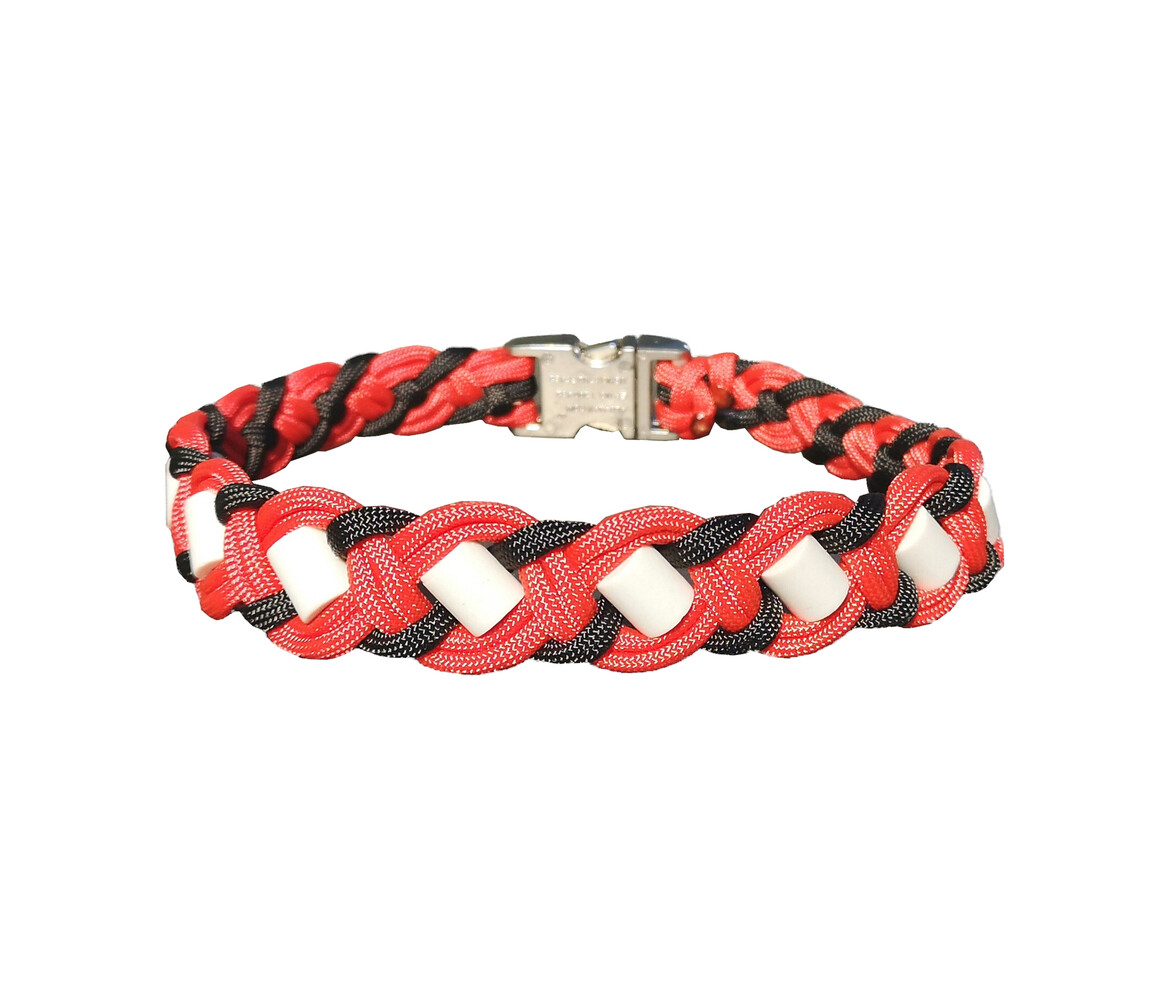 EM-Keramik-Halsband mit EM-Pipes breit, rot/schwarz