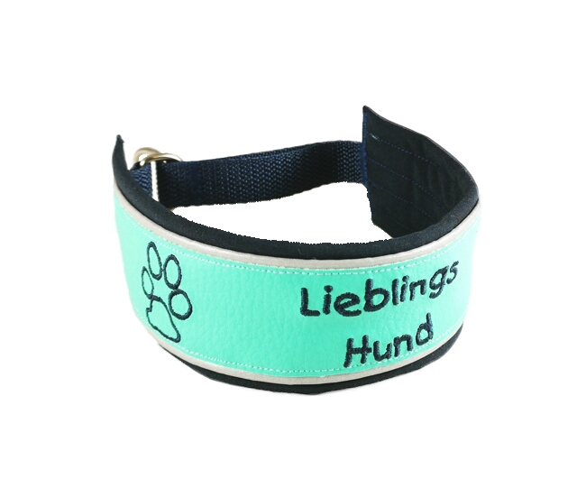 Halsband Pudel dunkelblau/türkis "Lieblings Hund"