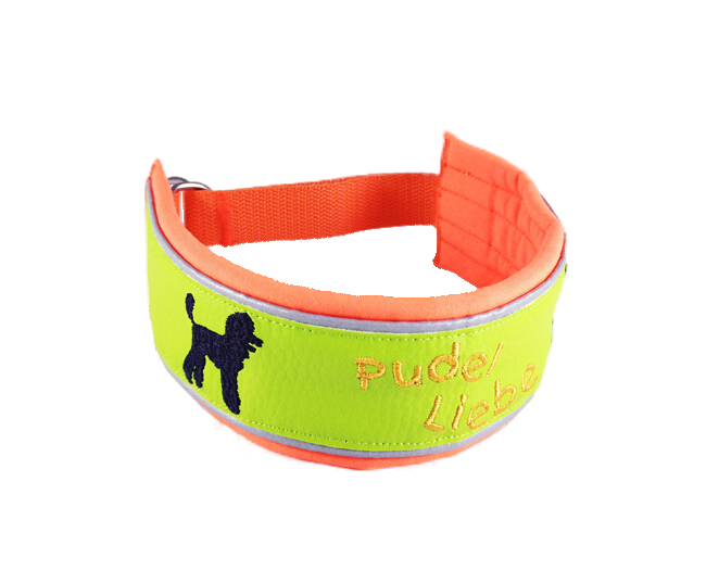 Halsband Pudel  leuchtorange/hellgrün "Pudel Liebe"