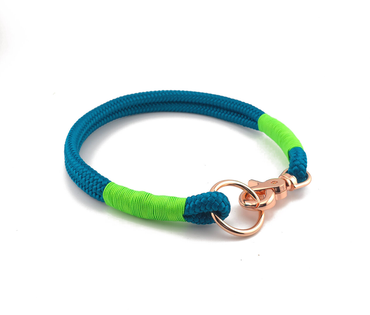 Tau-Halsband aqua mit neongrüner Takelung