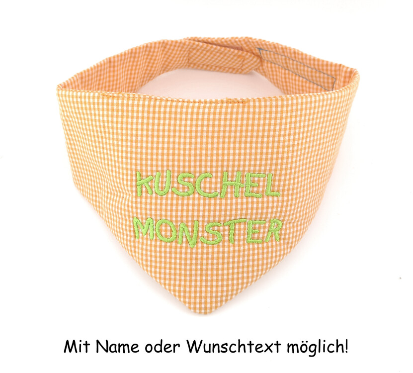 Halstuch hellorange kariert "Kuschelmonster"